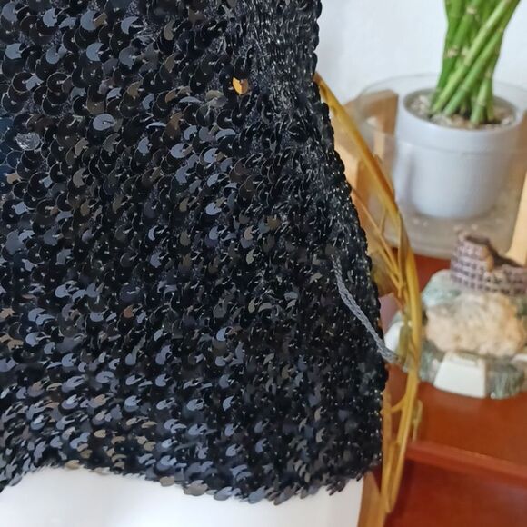 Cassidy black sequin spaghettis strap tub blouse size M - Picture 3 of 5